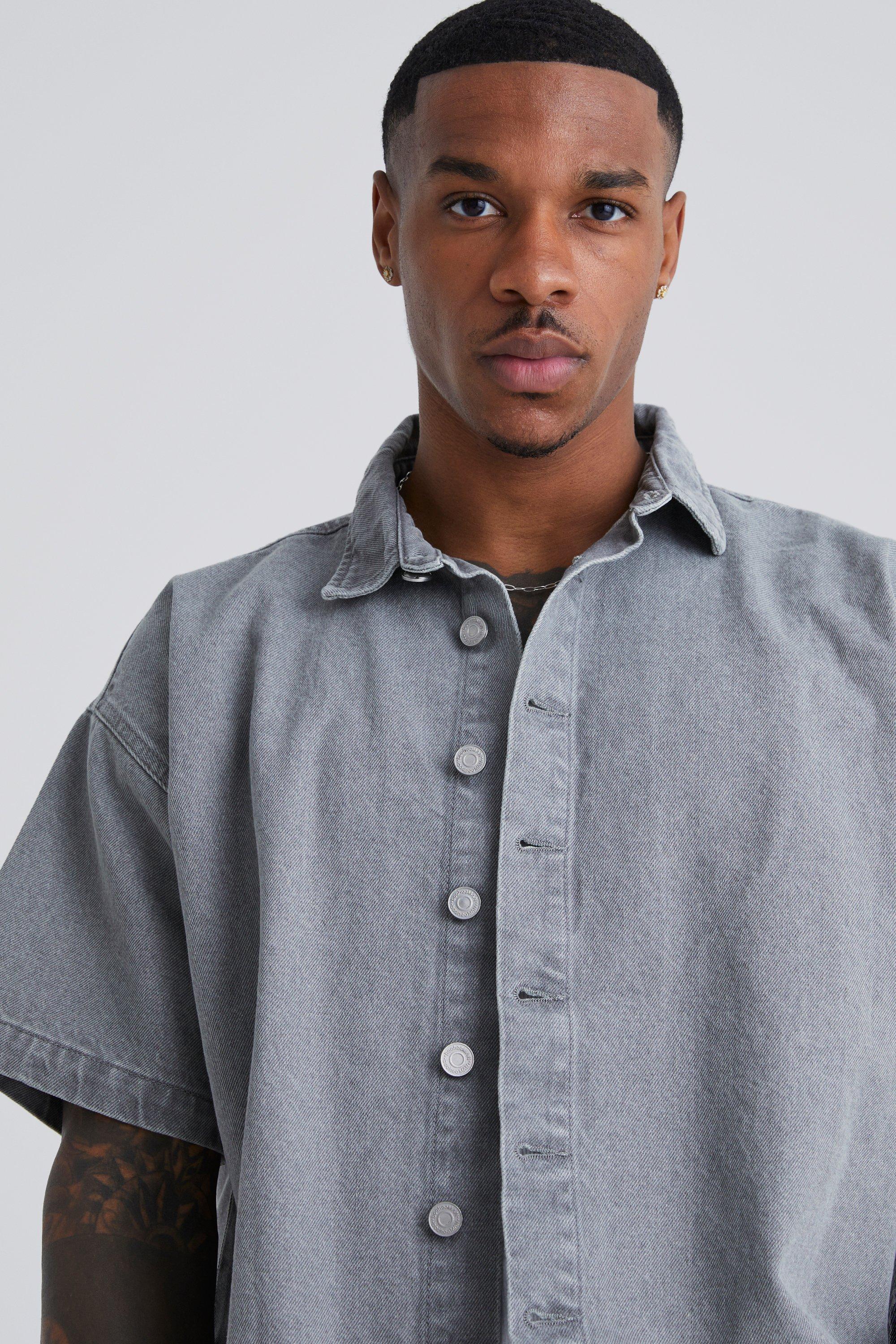 Men's gray sale denim shirt